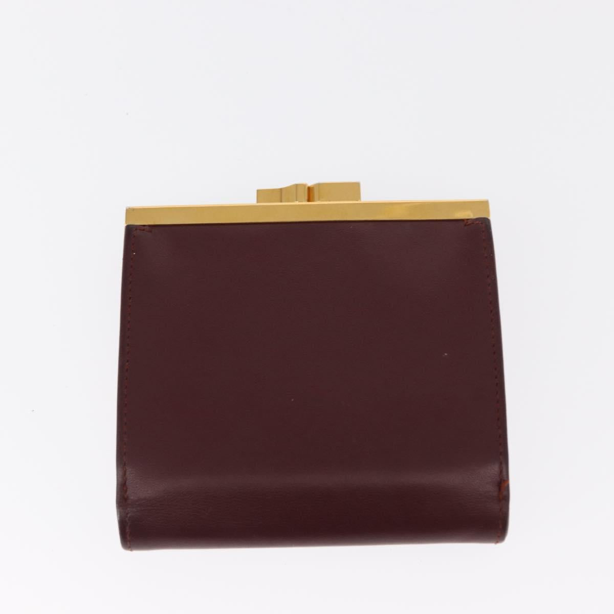 CARTIER Must Line Wallet Clutch Bag Leather 2 Set Bordeaux Gold Auth bs31487