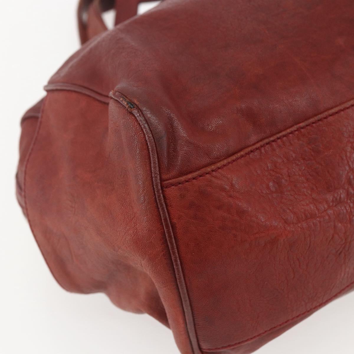 BALENCIAGA Tote Bag Leather Red Silver Auth bs31491