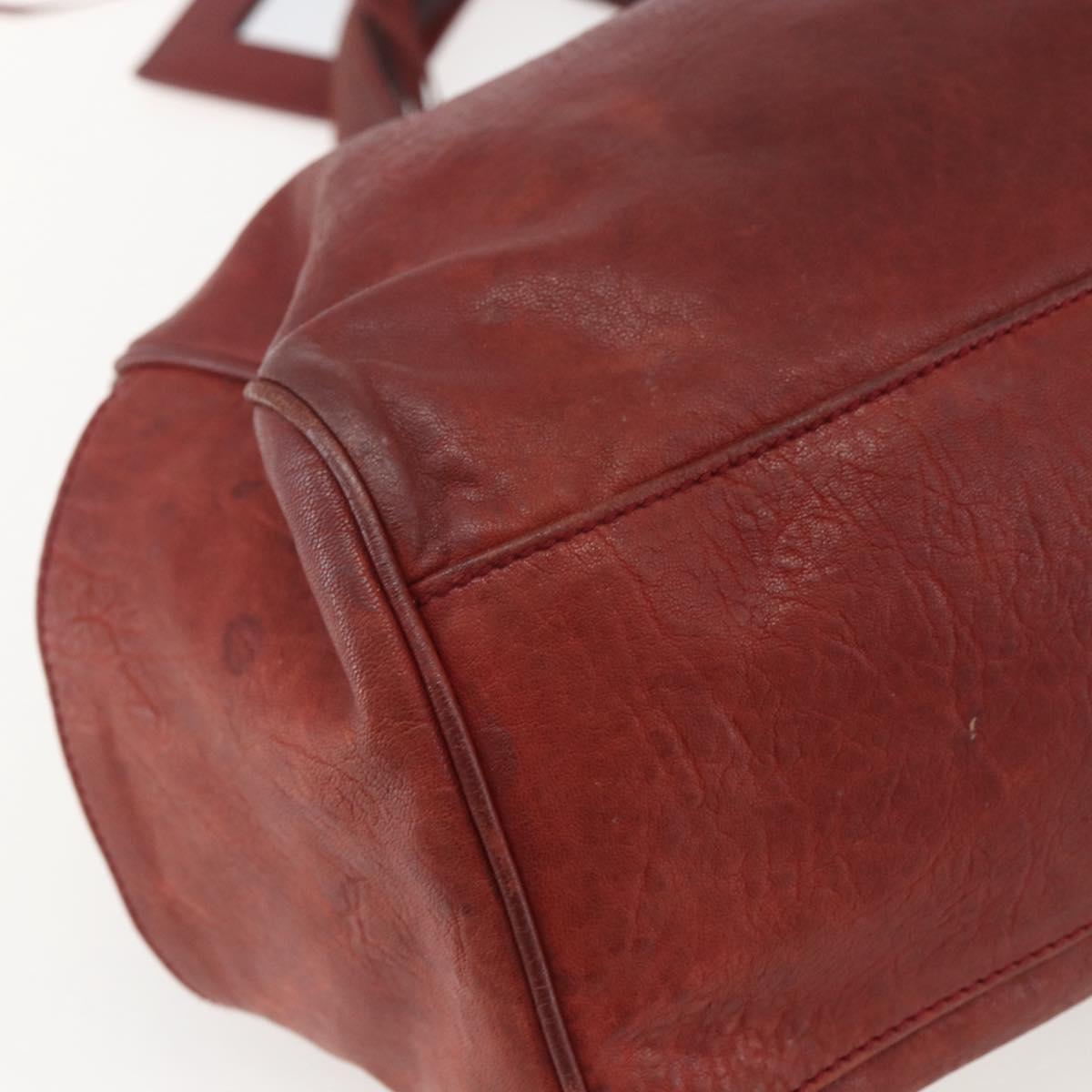 BALENCIAGA Tote Bag Leather Red Silver Auth bs31491