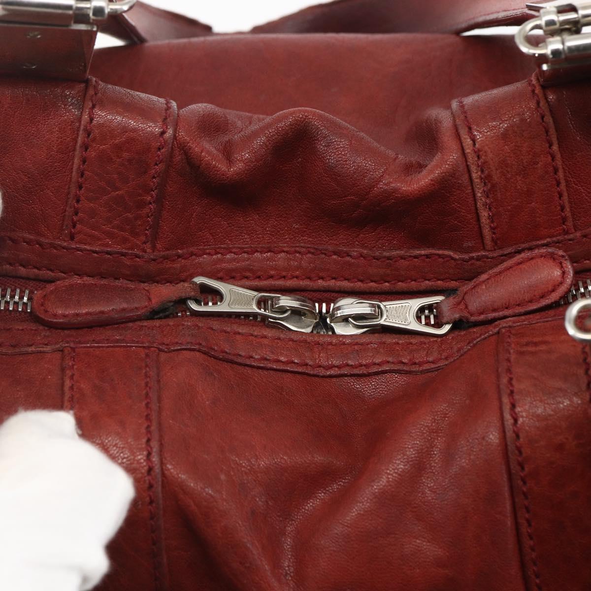 BALENCIAGA Tote Bag Leather Red Silver Auth bs31491