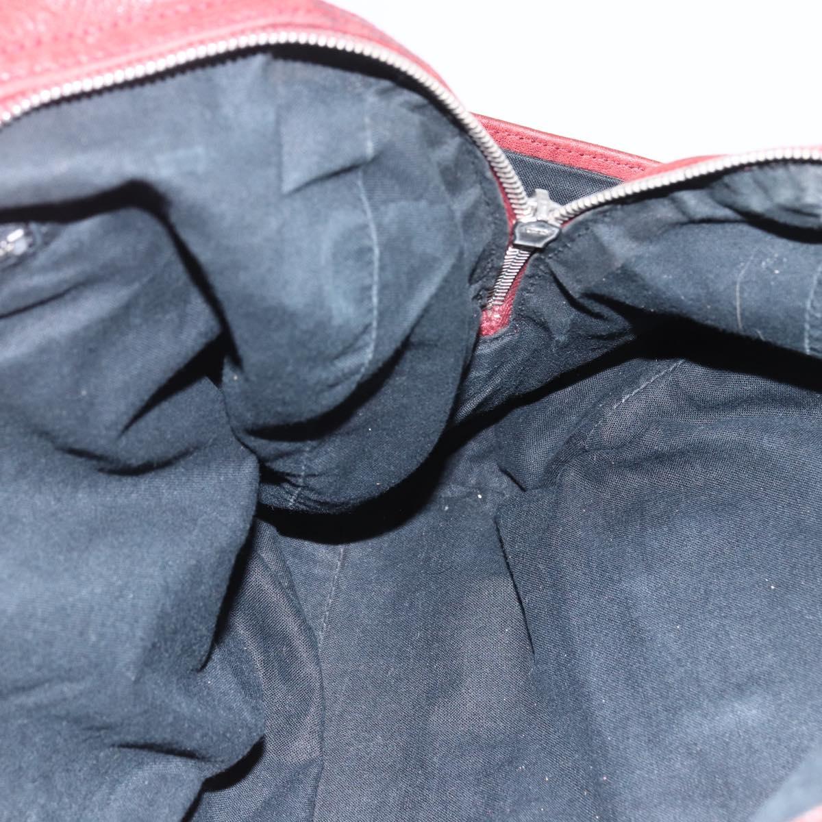 BALENCIAGA Tote Bag Leather Red Silver Auth bs31491