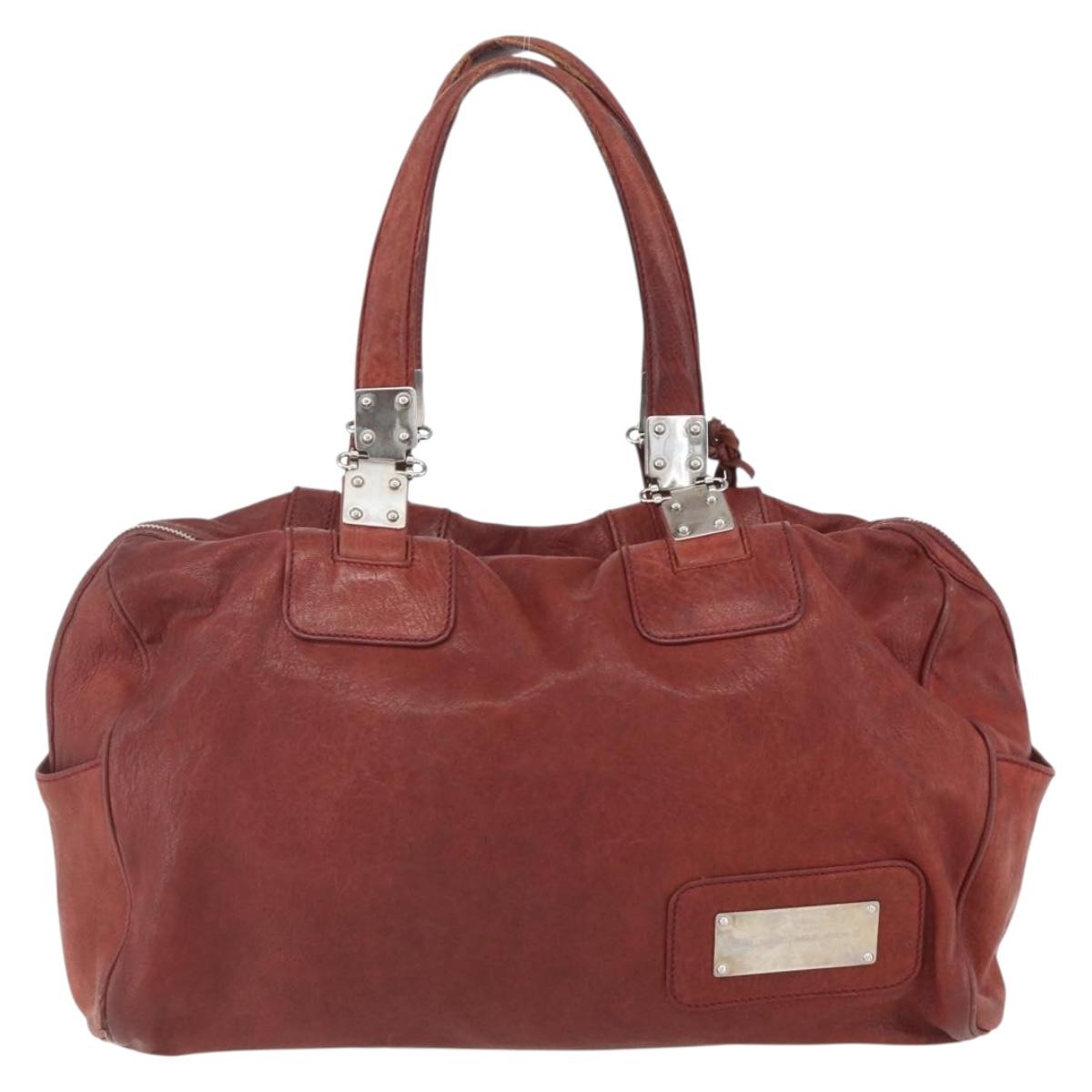 BALENCIAGA Tote Bag Leather Red Silver Auth bs31491