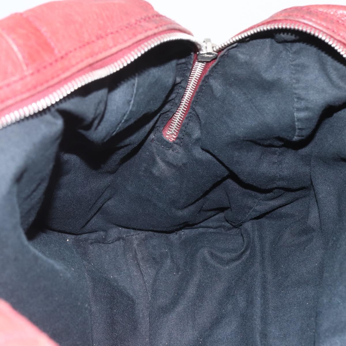 BALENCIAGA Tote Bag Leather Red Silver Auth bs31491