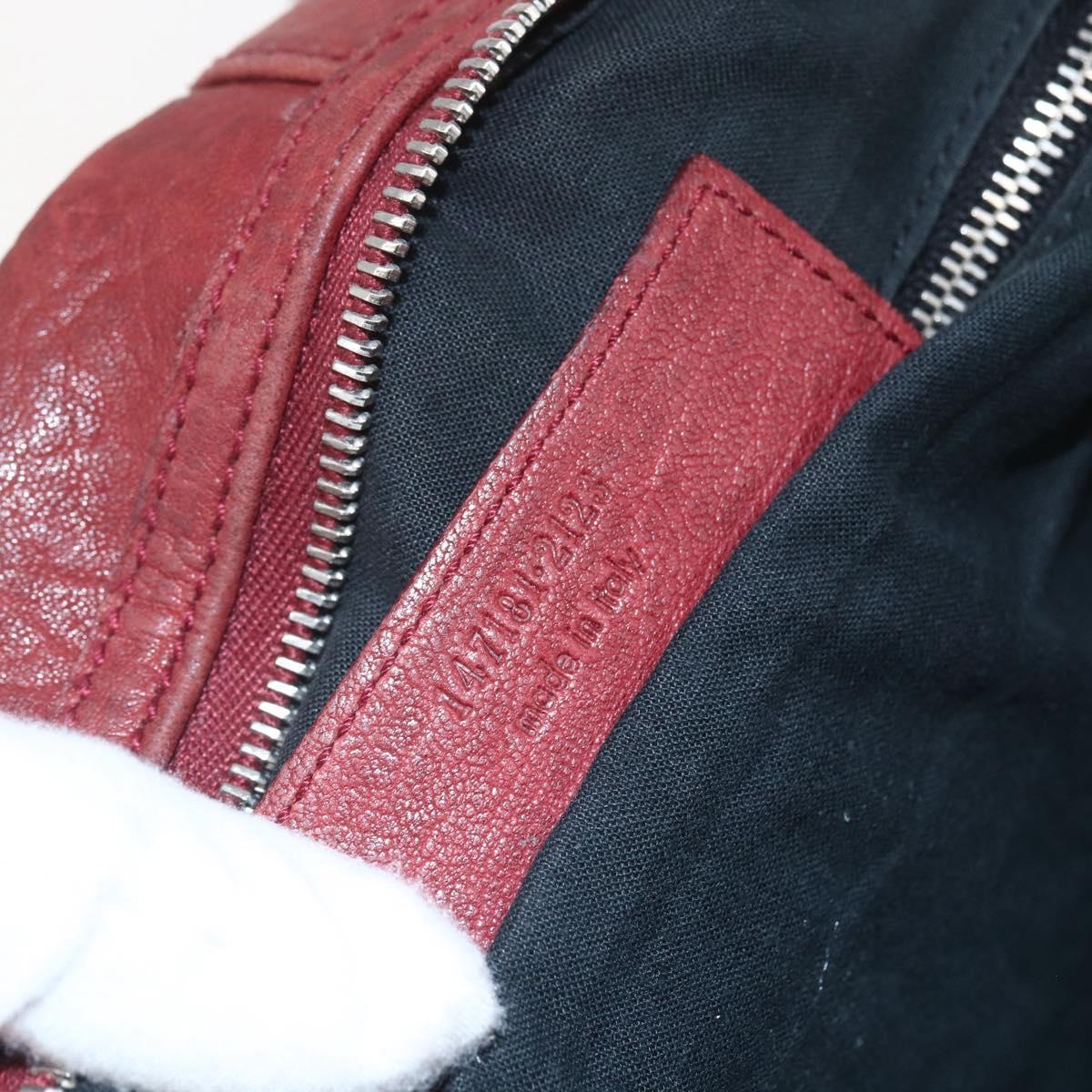 BALENCIAGA Tote Bag Leather Red Silver Auth bs31491