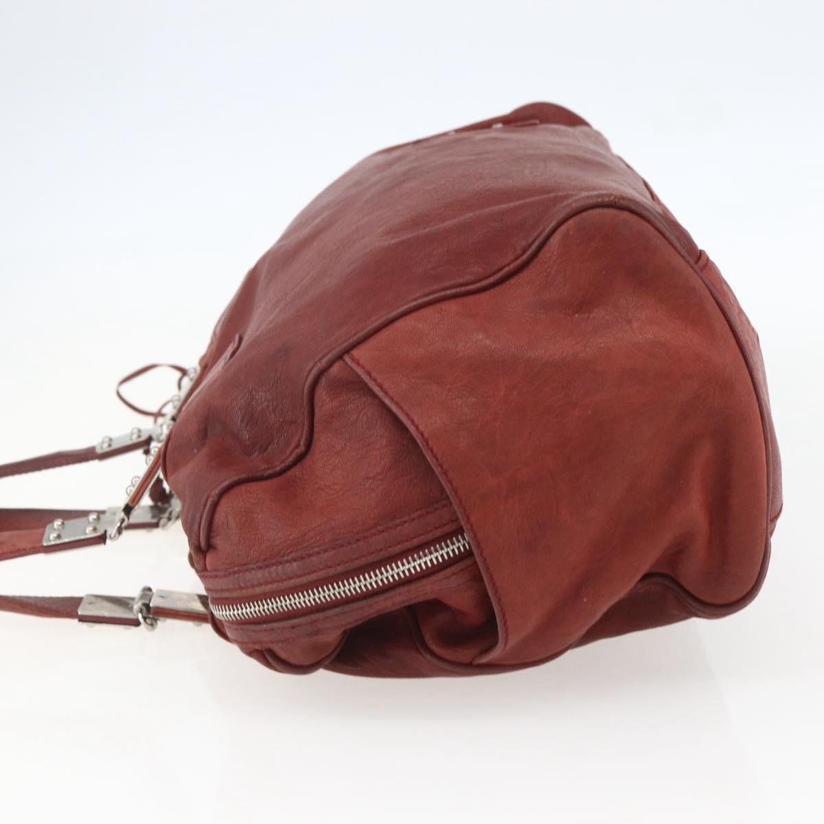 BALENCIAGA Tote Bag Leather Red Silver Auth bs31491