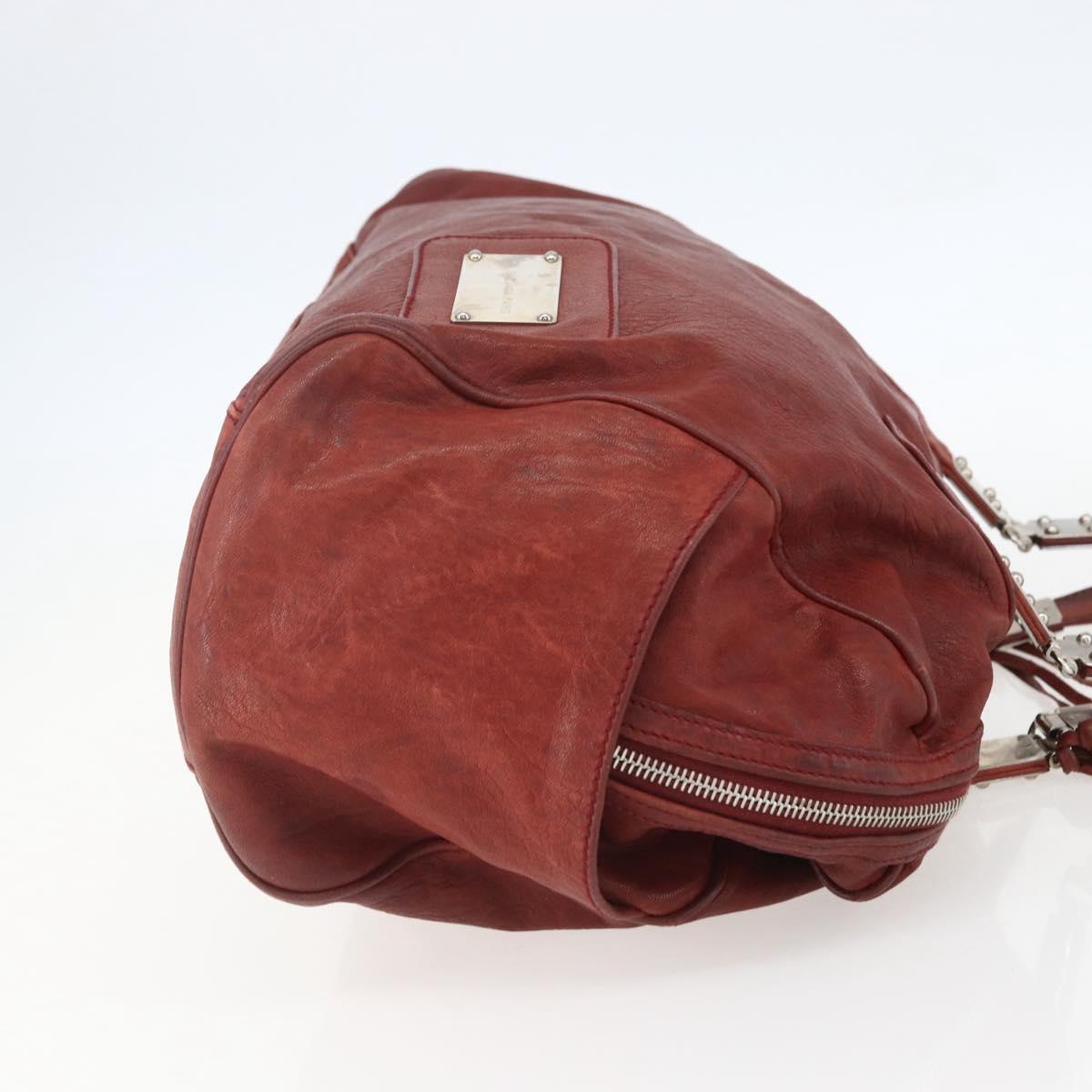 BALENCIAGA Tote Bag Leather Red Silver Auth bs31491