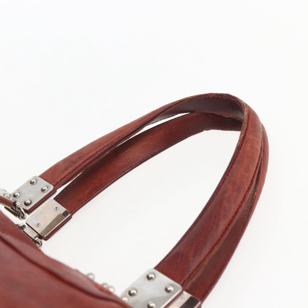 BALENCIAGA Tote Bag Leather Red Silver Auth bs31491