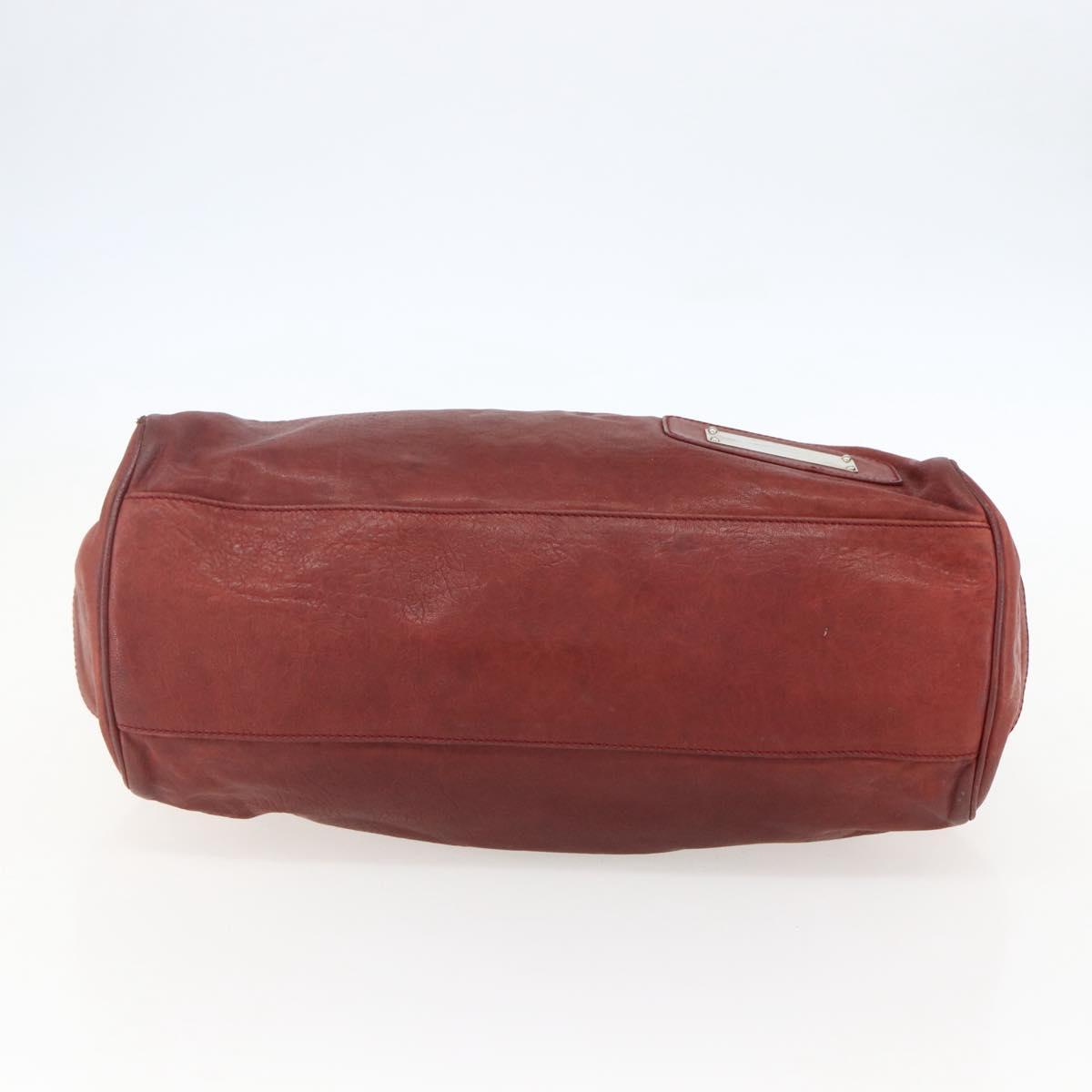 BALENCIAGA Tote Bag Leather Red Silver Auth bs31491