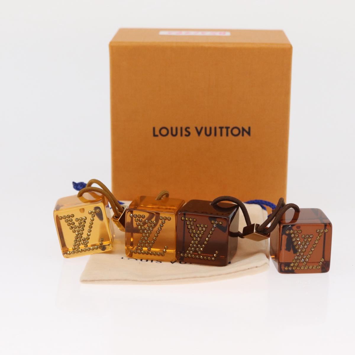 LOUIS VUITTON Hair Tie plastic Brown LV Auth bs31492