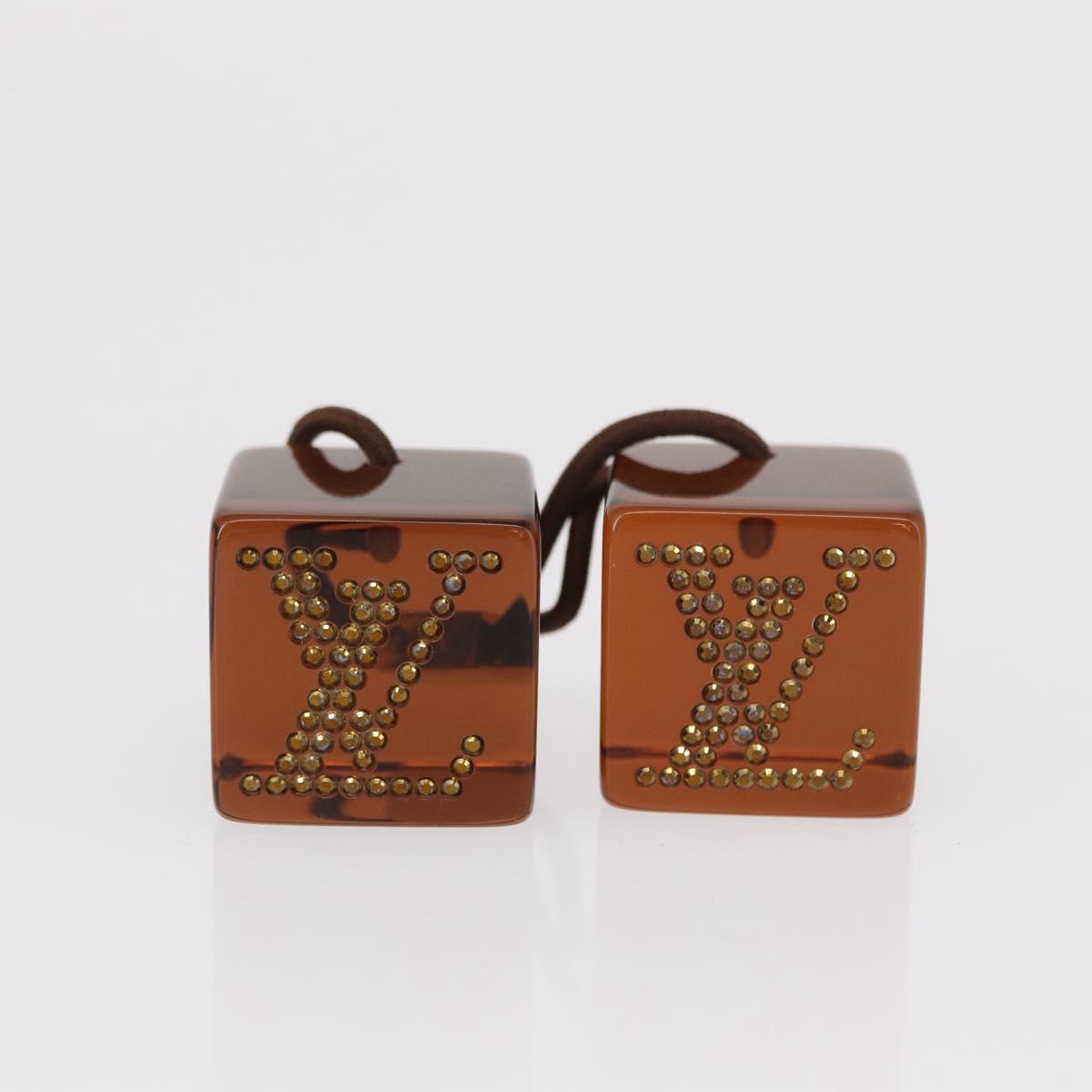 LOUIS VUITTON Hair Tie plastic Brown LV Auth bs31492