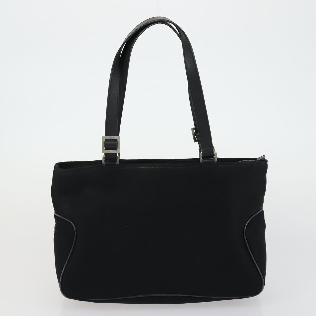 Salvatore Ferragamo Shoulder Bag Leather Canvas 2 Set Black Silver Auth bs31495