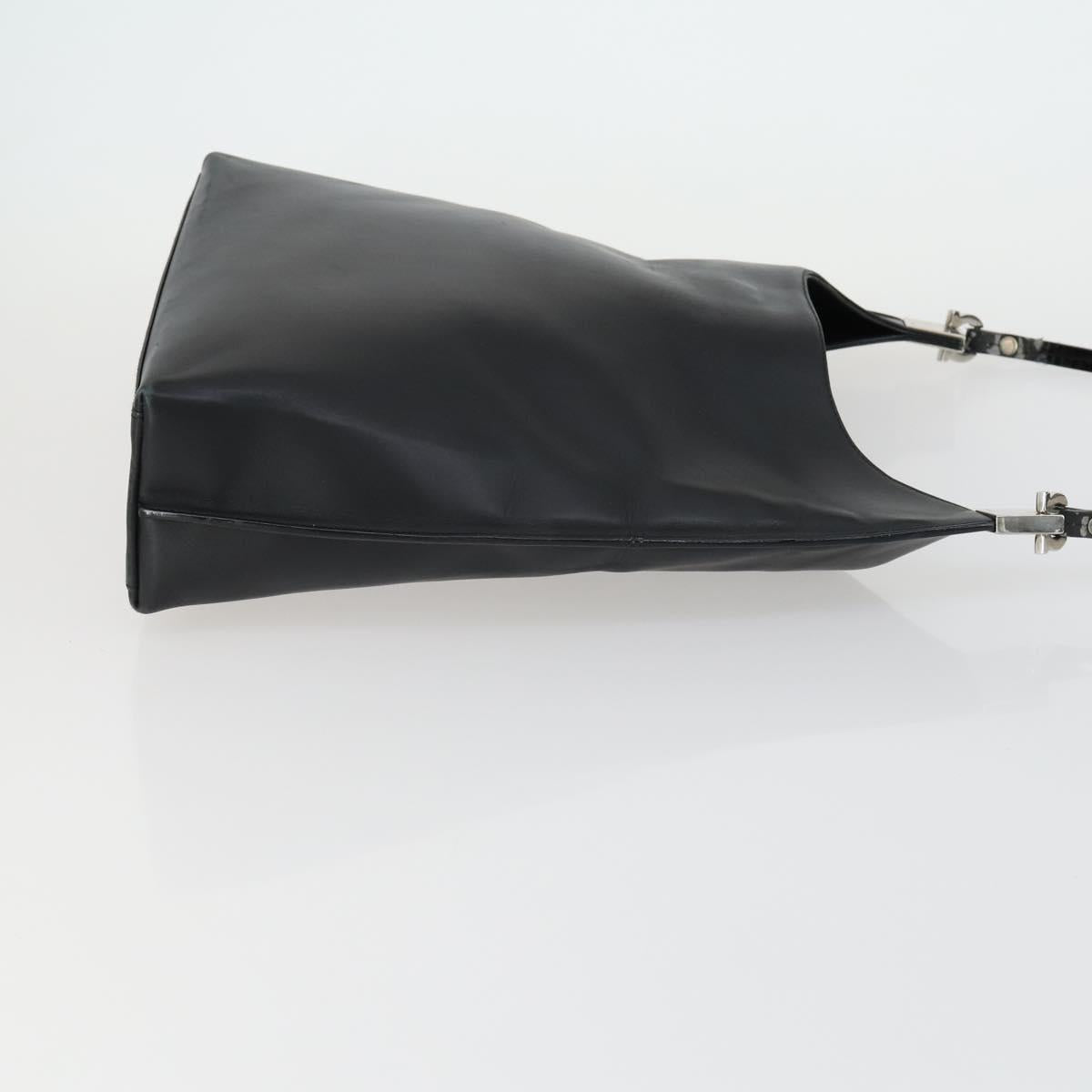 Salvatore Ferragamo Shoulder Bag Leather Canvas 2 Set Black Silver Auth bs31495