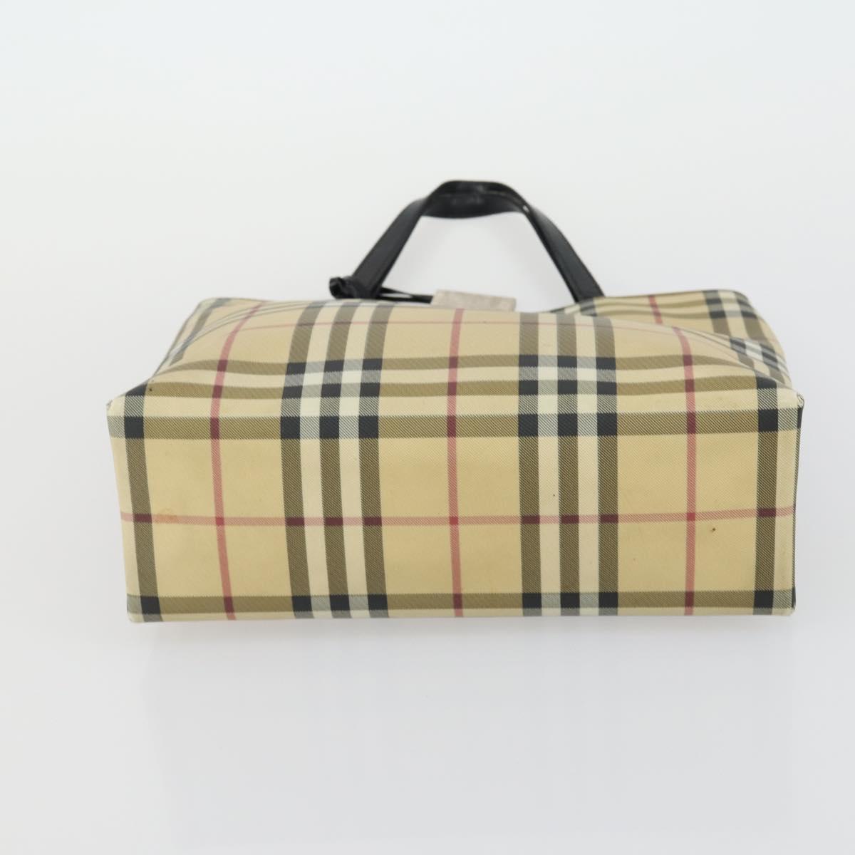 Burberrys Nova Check Hand Bag Canvas 3 Set Beige Green Auth bs31496
