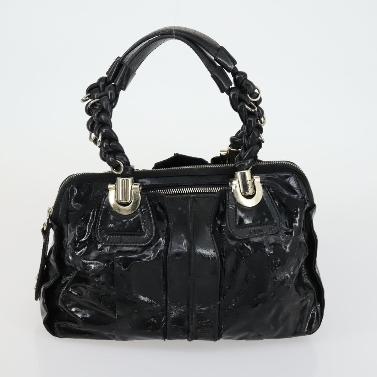 Chloe Tote Bag Leather 2 Set Black Beige Auth bs31501