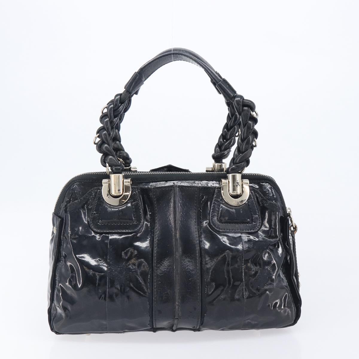 Chloe Tote Bag Leather 2 Set Black Beige Auth bs31501