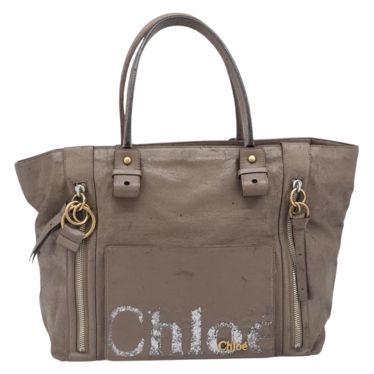 Chloe Tote Bag Leather 2 Set Black Beige Auth bs31501