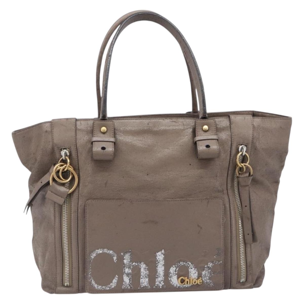 Chloe Tote Bag Leather 2 Set Black Beige Auth bs31501