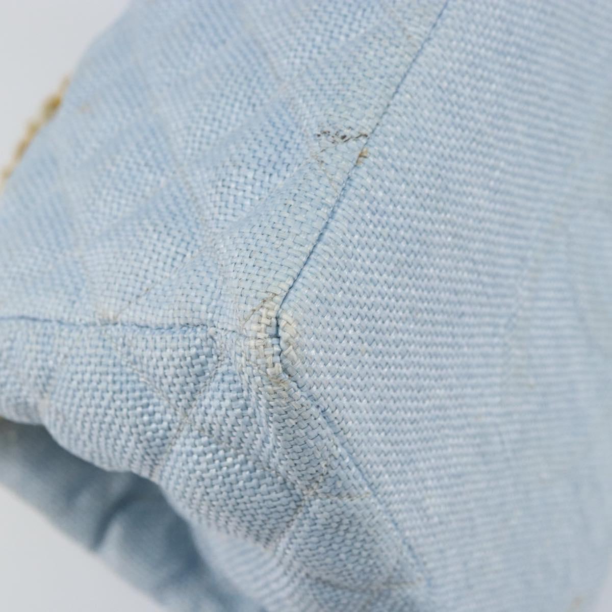 CHANEL Chain Shoulder Bag Canvas Light Blue gold CC Auth bs31503