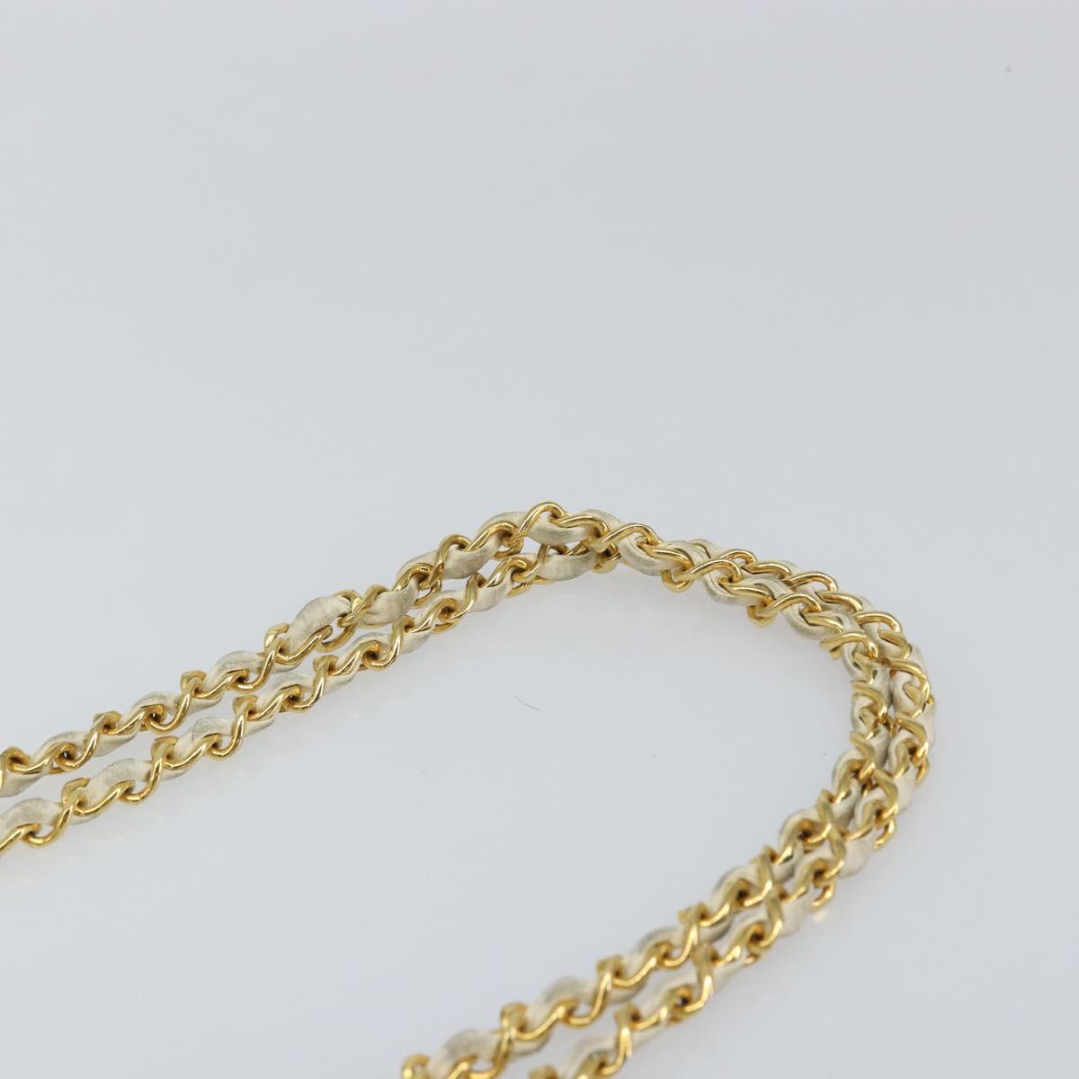 CHANEL Chain Shoulder Bag Canvas Light Blue gold CC Auth bs31503