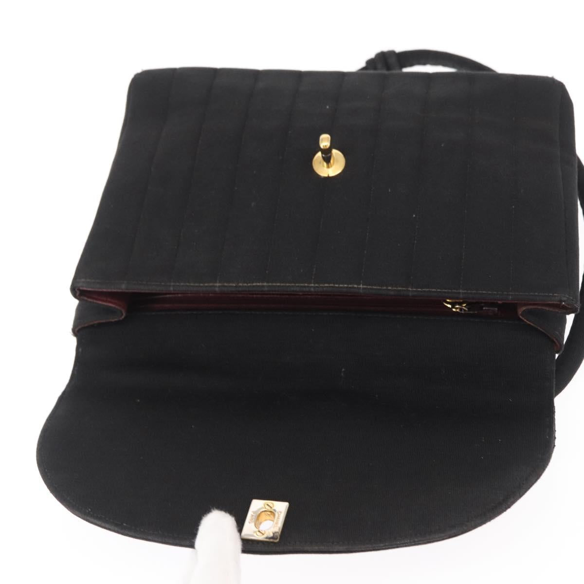 CHANEL Mademoiselle Shoulder Bag Cotton Black Gold CC Auth bs31506