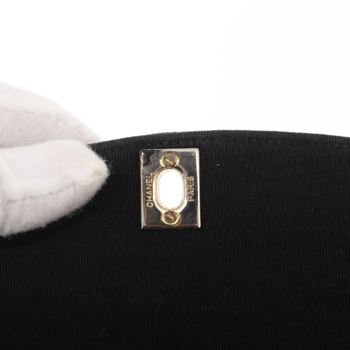 CHANEL Mademoiselle Shoulder Bag Cotton Black Gold CC Auth bs31506