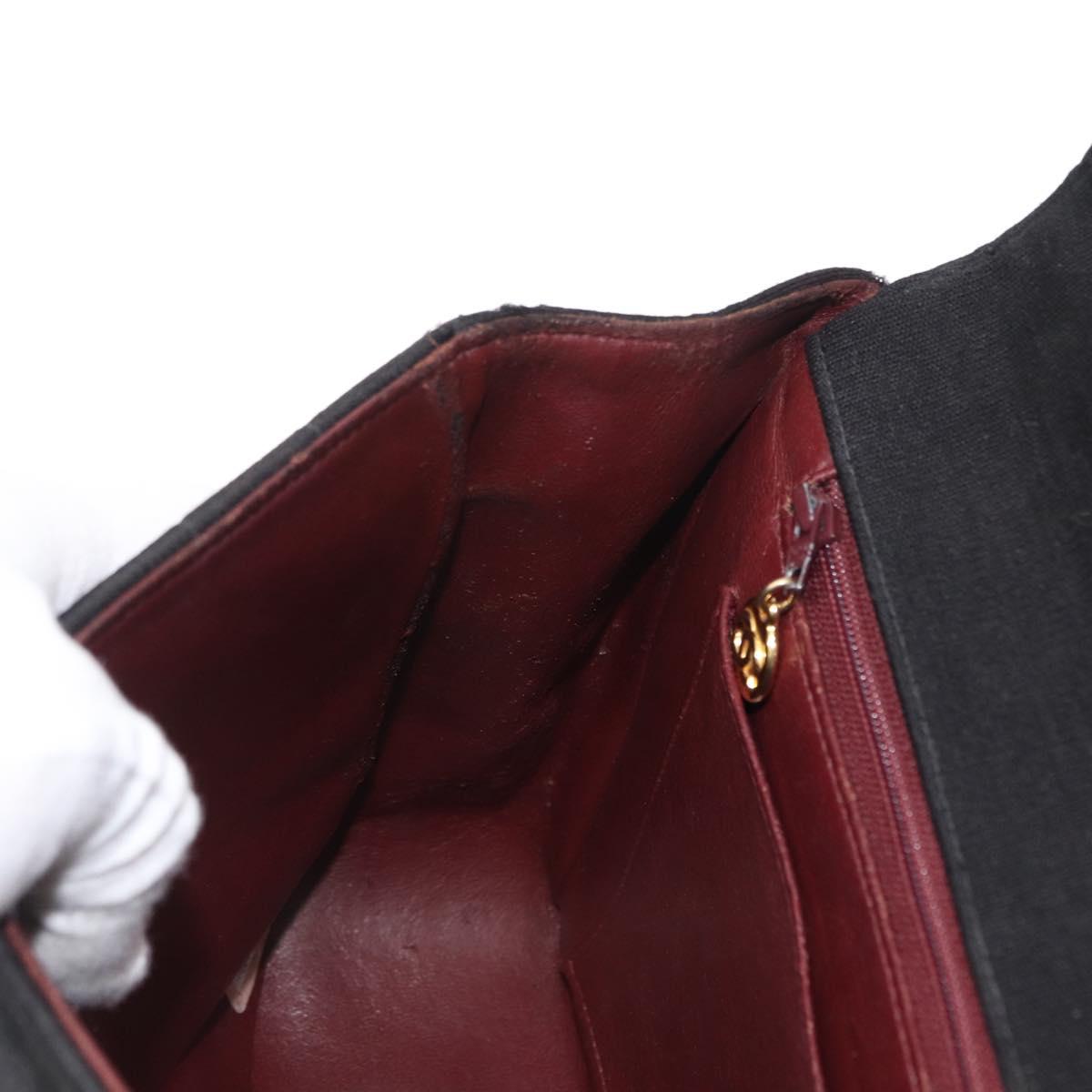 CHANEL Mademoiselle Shoulder Bag Cotton Black Gold CC Auth bs31506