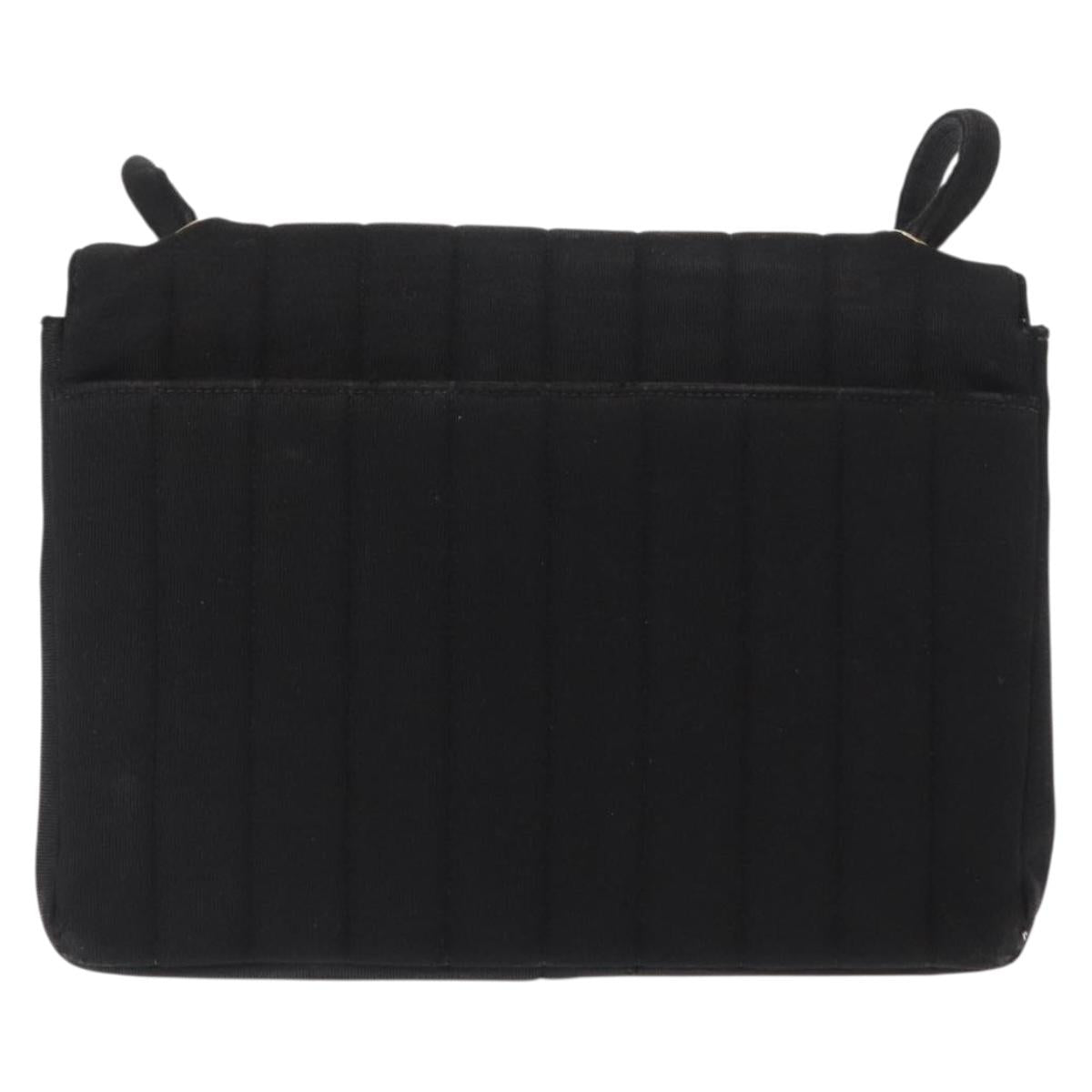 CHANEL Mademoiselle Shoulder Bag Cotton Black Gold CC Auth bs31506