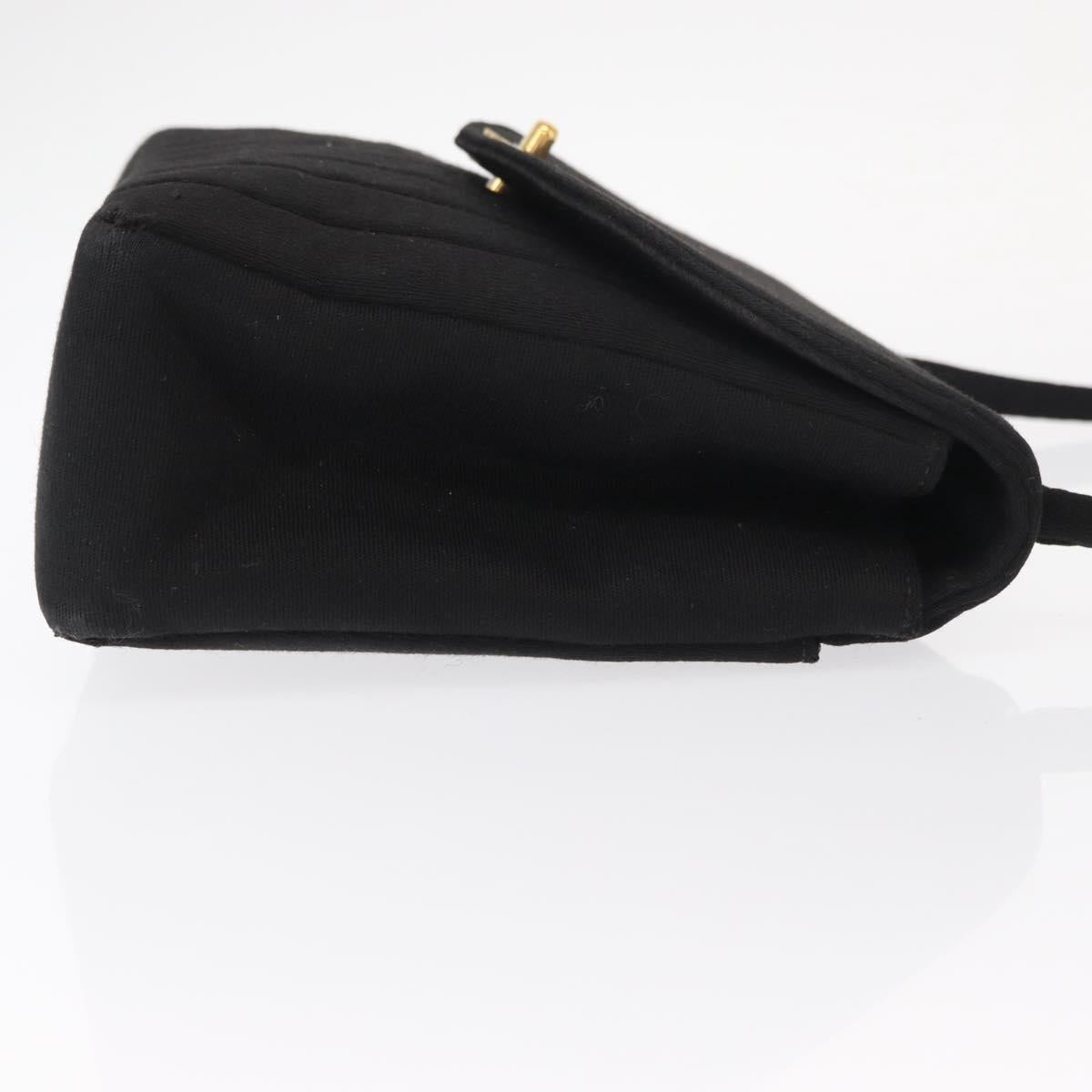 CHANEL Mademoiselle Shoulder Bag Cotton Black Gold CC Auth bs31506