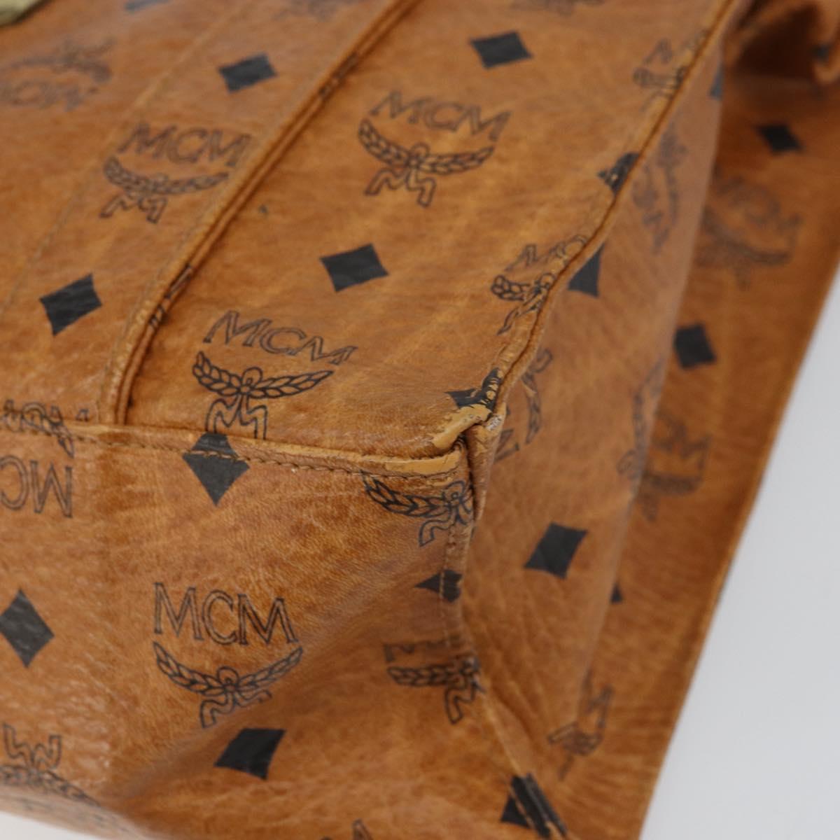 MCM Logogram Vicetos Tote Bag PVC Leather Brown Gold Auth bs31511