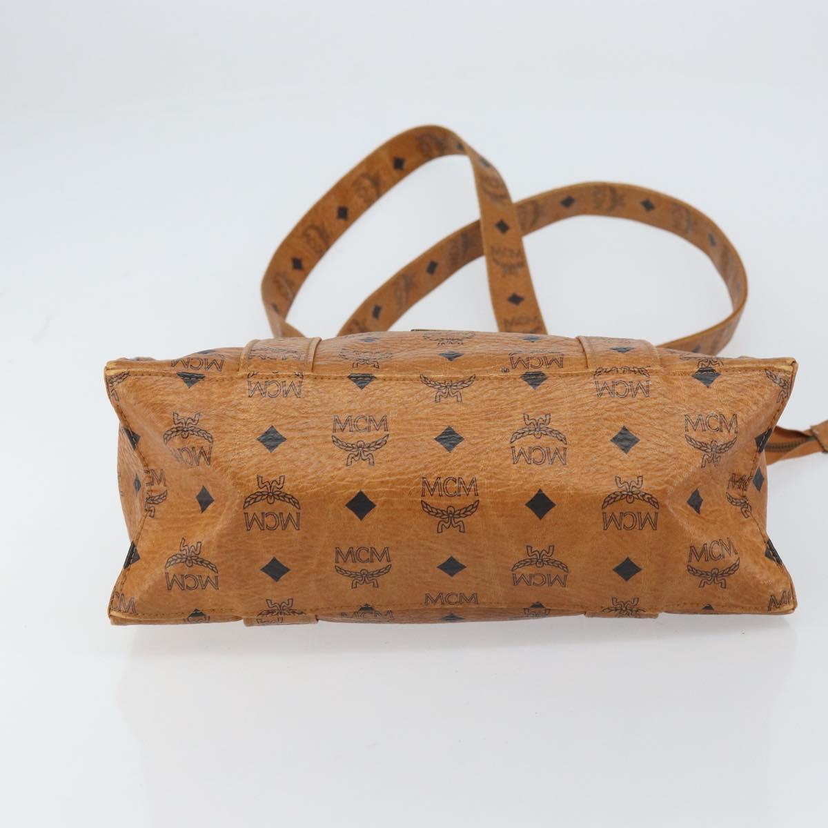 MCM Logogram Vicetos Tote Bag PVC Leather Brown Gold Auth bs31511