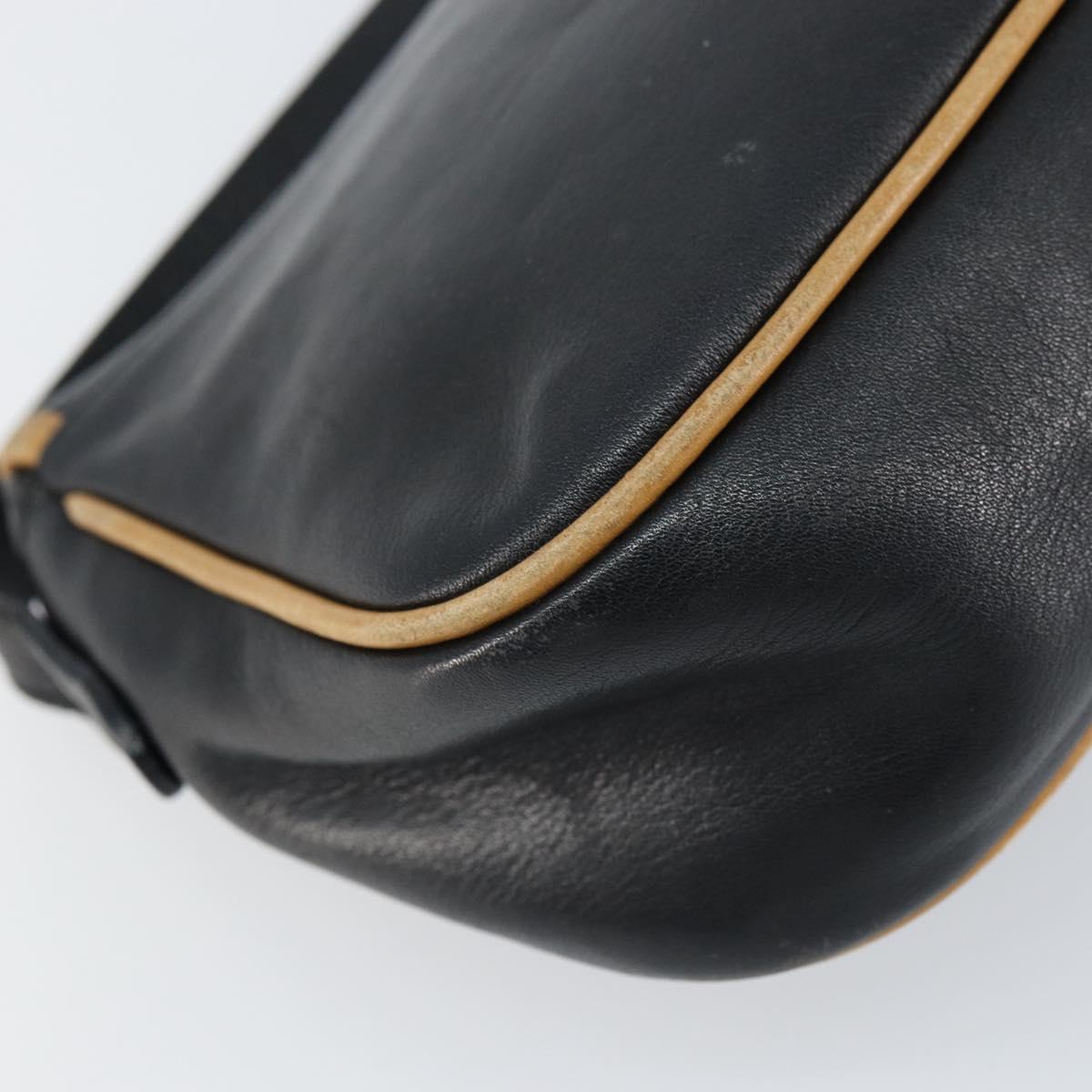 CELINE Shoulder Bag Leather Black Gold Auth bs31512