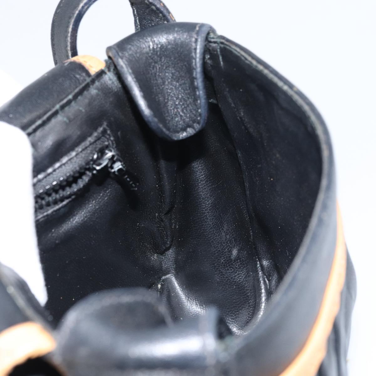 CELINE Shoulder Bag Leather Black Gold Auth bs31512