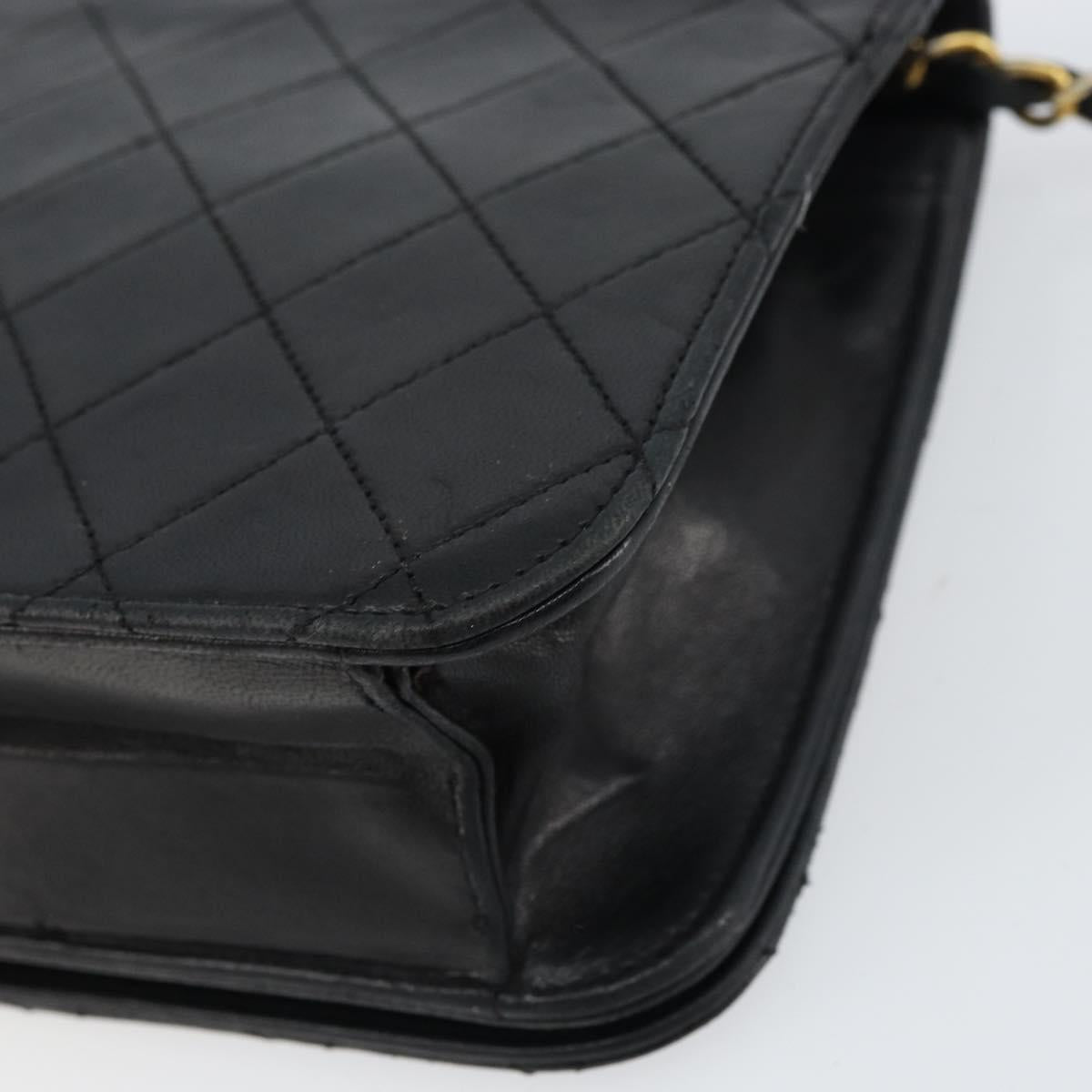 CHANEL Matelasse Chain Shoulder Bag Lamb Skin Black Gold CC Auth bs31513