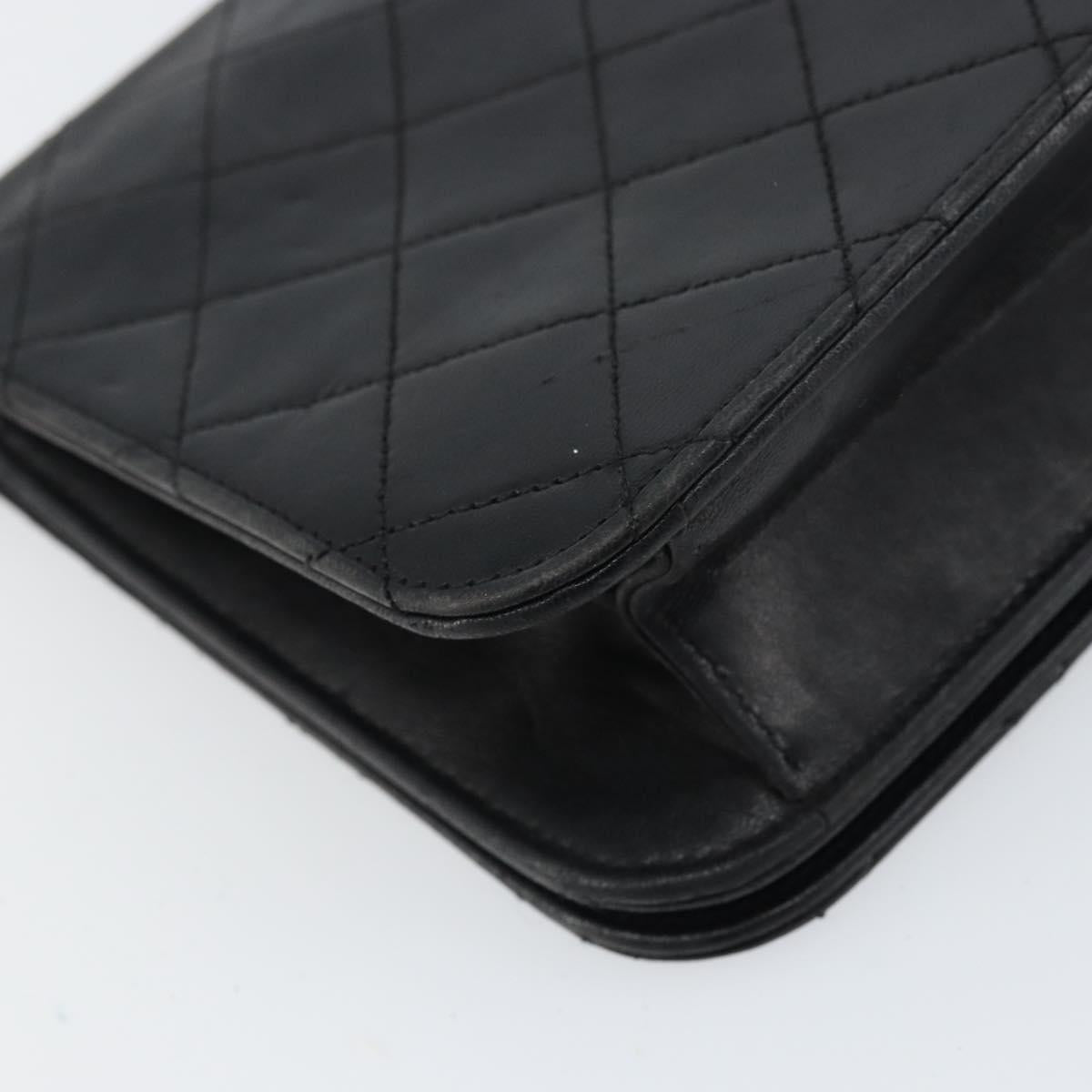 CHANEL Matelasse Chain Shoulder Bag Lamb Skin Black Gold CC Auth bs31513