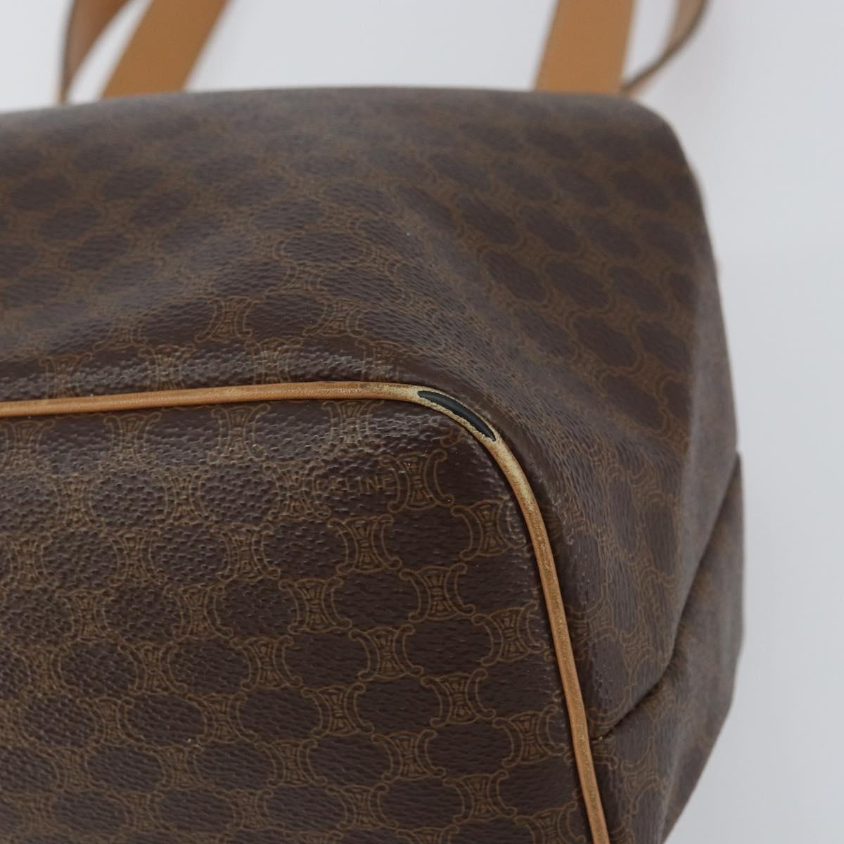CELINE Macadam Canvas Tote Bag PVC Leather Brown Gold Auth bs31514