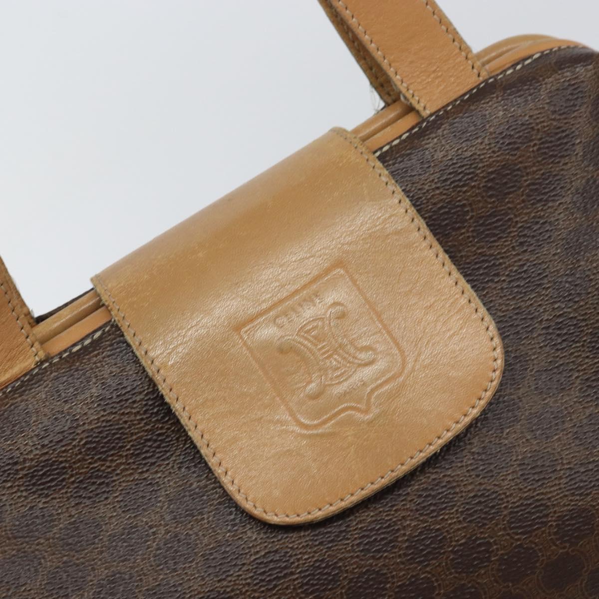 CELINE Macadam Canvas Tote Bag PVC Leather Brown Gold Auth bs31514