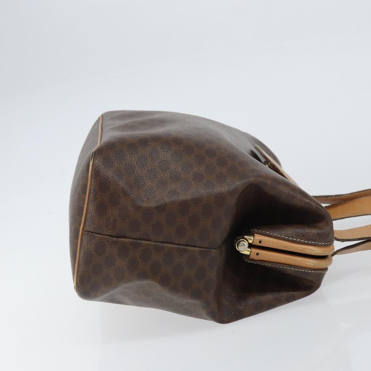 CELINE Macadam Canvas Tote Bag PVC Leather Brown Gold Auth bs31514