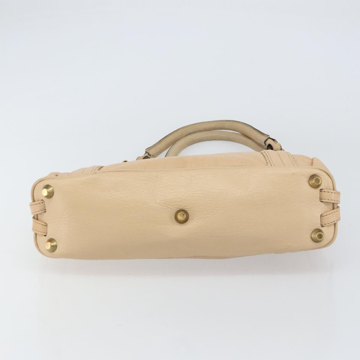 Chloe Tote Bag Leather Beige Gold Auth bs31516