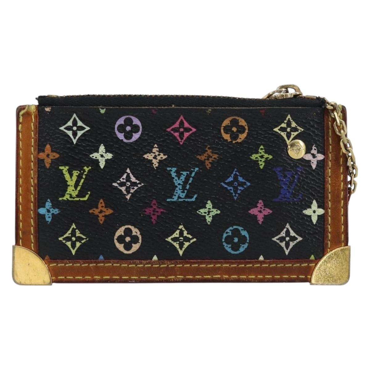 LOUIS VUITTON Multicolor Pochette Cles Coin Purse Black M13664 LV Auth bs31521