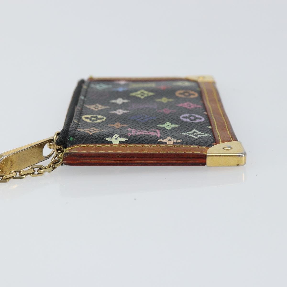 LOUIS VUITTON Multicolor Pochette Cles Coin Purse Black M13664 LV Auth bs31521