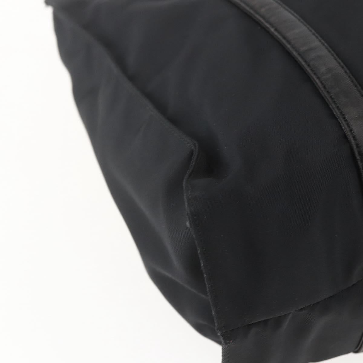 PRADA Tote Bag Nylon Black Silver Auth bs31530