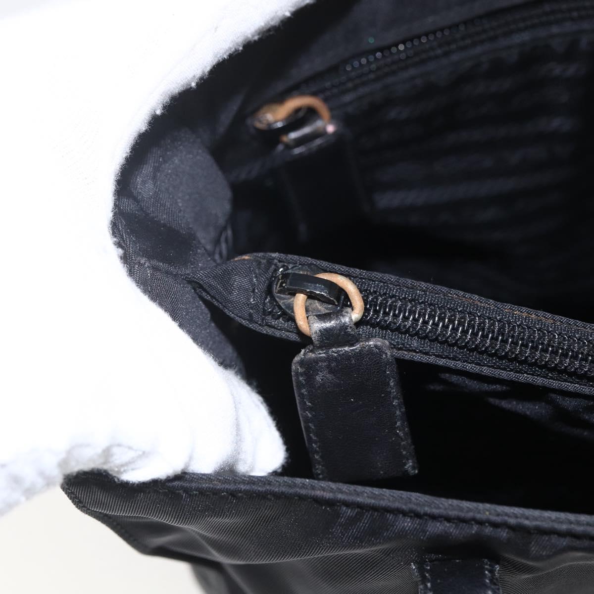 PRADA Tote Bag Nylon Black Silver Auth bs31530