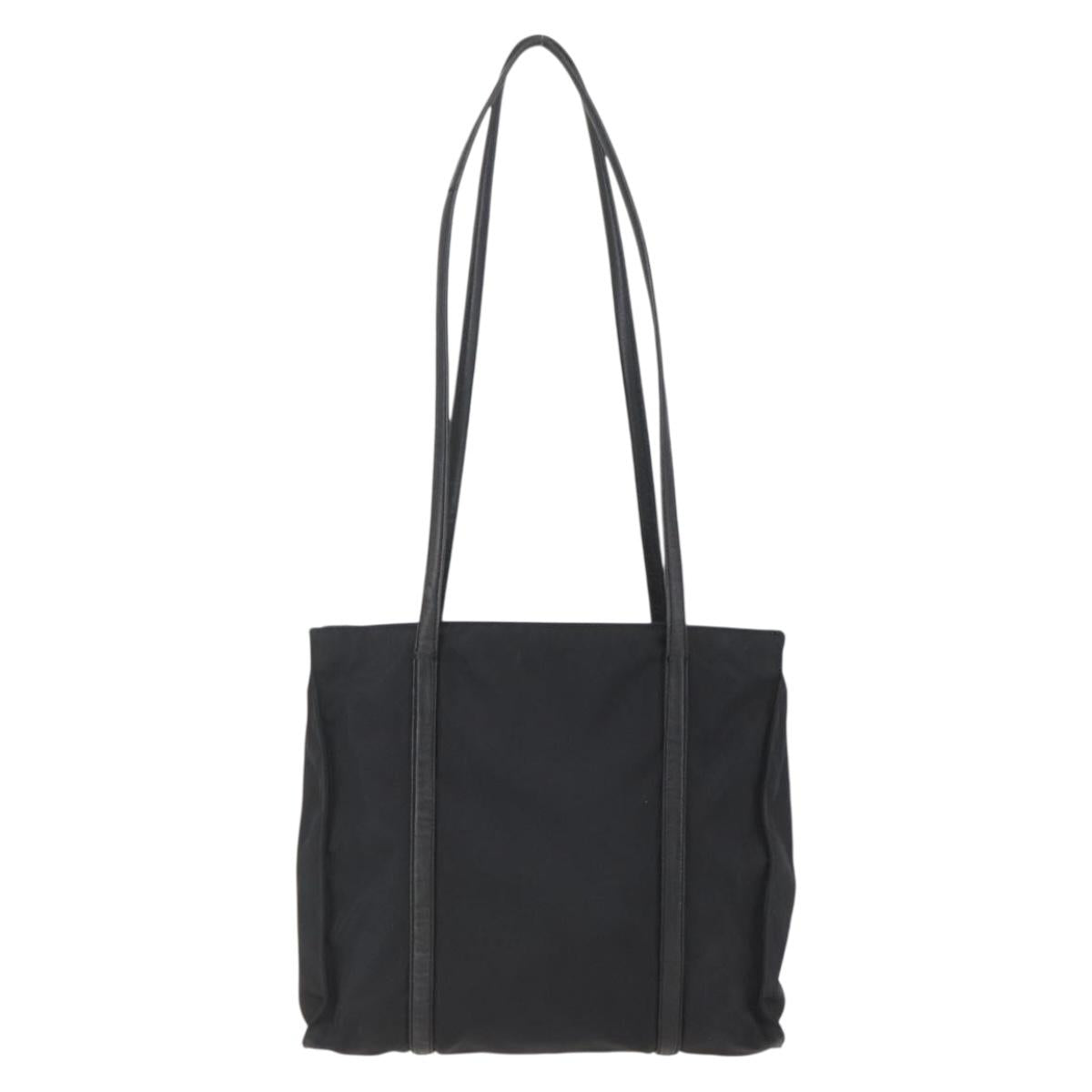 PRADA Tote Bag Nylon Black Silver Auth bs31530