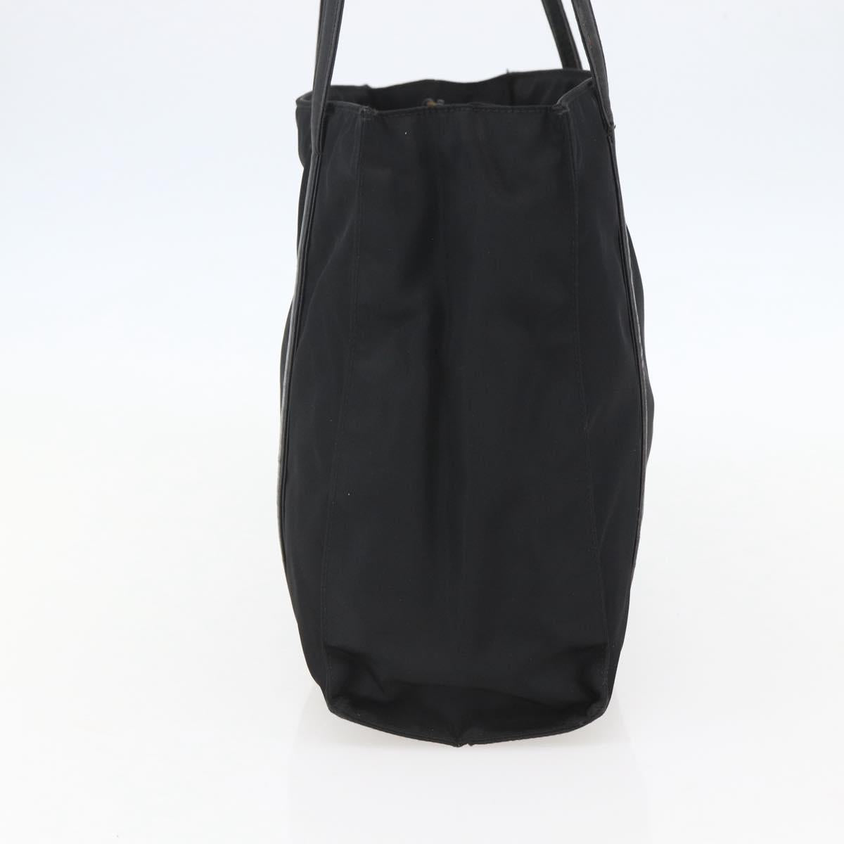 PRADA Tote Bag Nylon Black Silver Auth bs31530