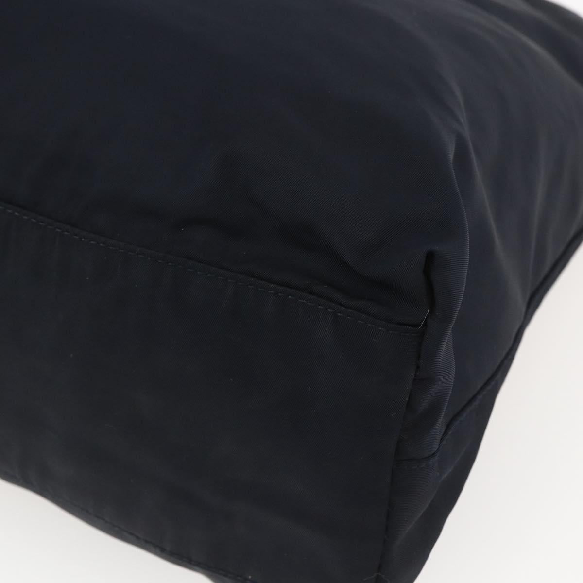 PRADA Tote Bag Nylon Black Silver Auth bs31533