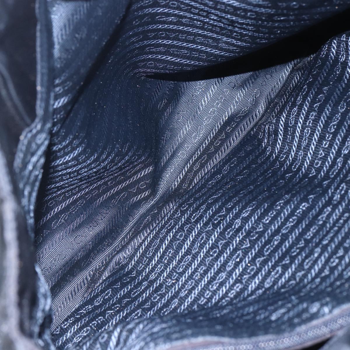 PRADA Tote Bag Nylon Black Silver Auth bs31533