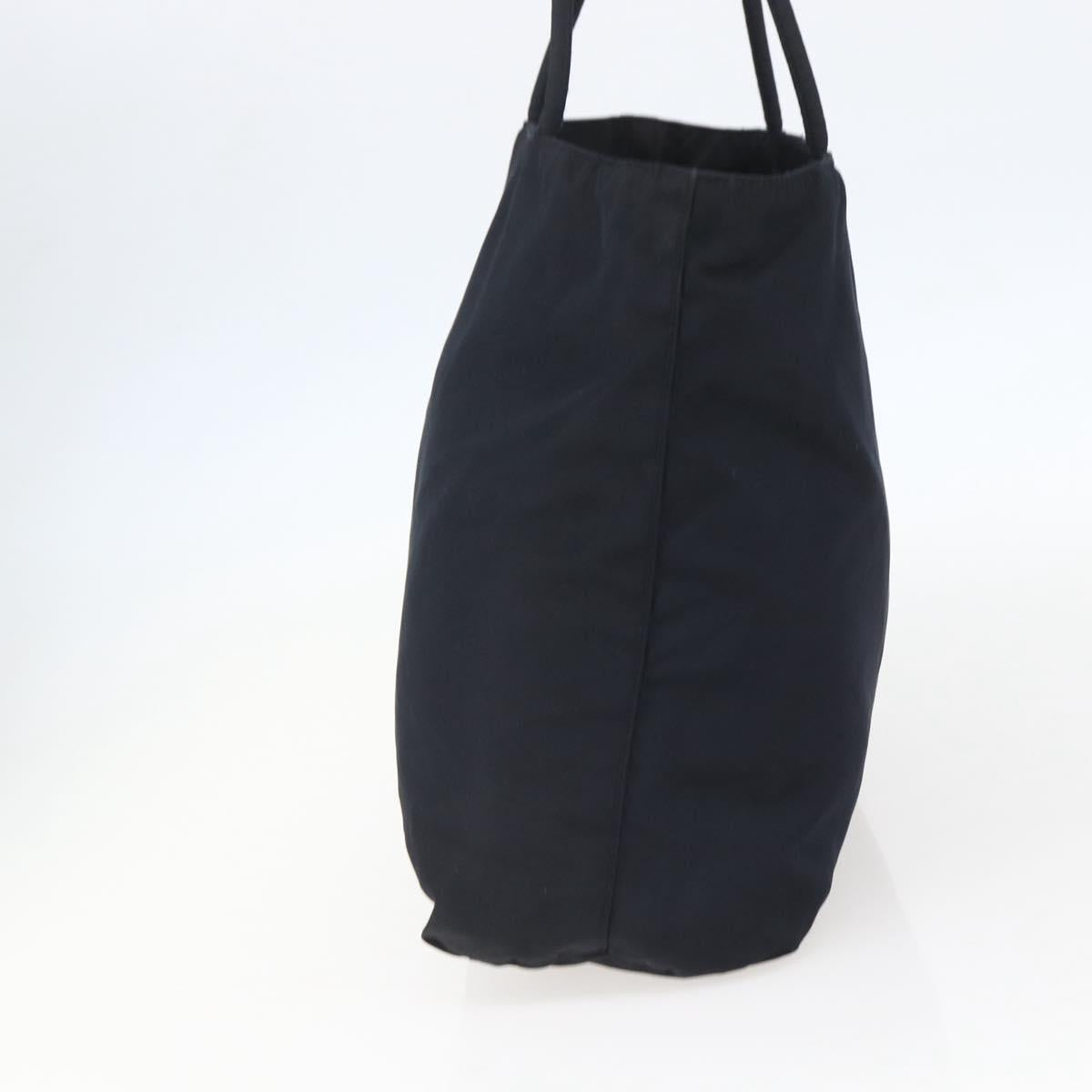 PRADA Tote Bag Nylon Black Silver Auth bs31533