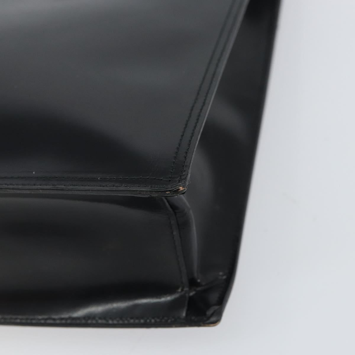 PRADA Tote Bag Enamel Black Silver Auth bs31534