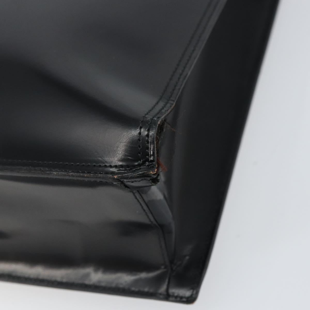 PRADA Tote Bag Enamel Black Silver Auth bs31534