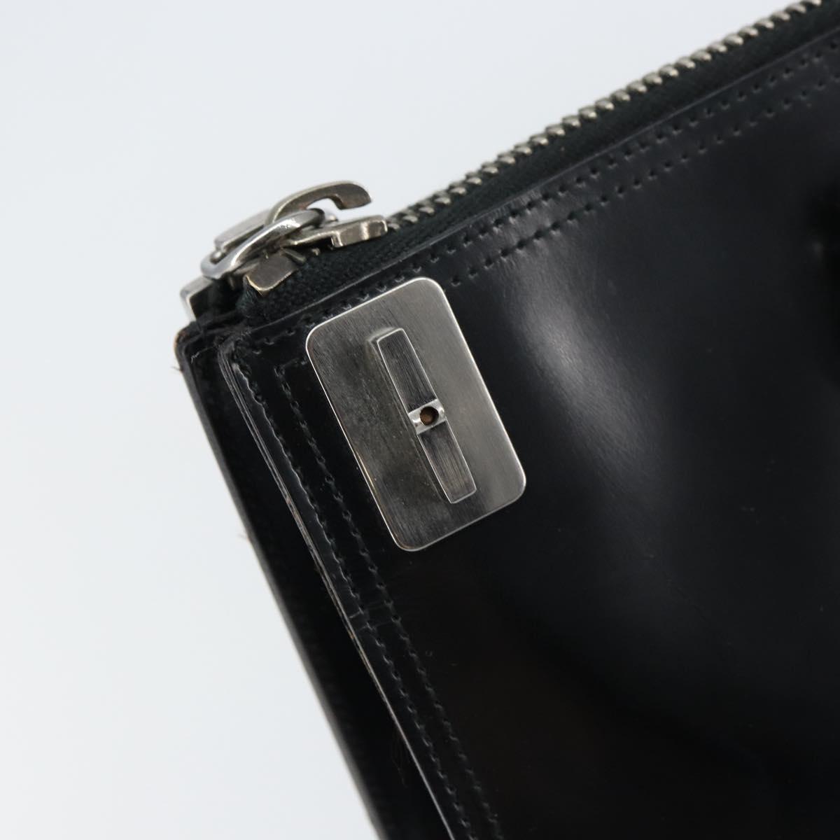 PRADA Tote Bag Enamel Black Silver Auth bs31534